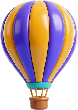 A toy hot-air balloon floating in orbit