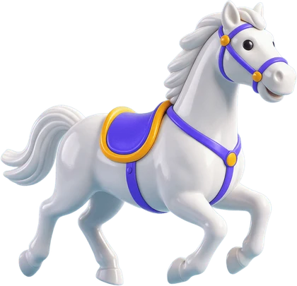 A toy horse floating in orbit