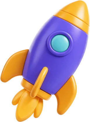 A toy rocket floating in orbit
